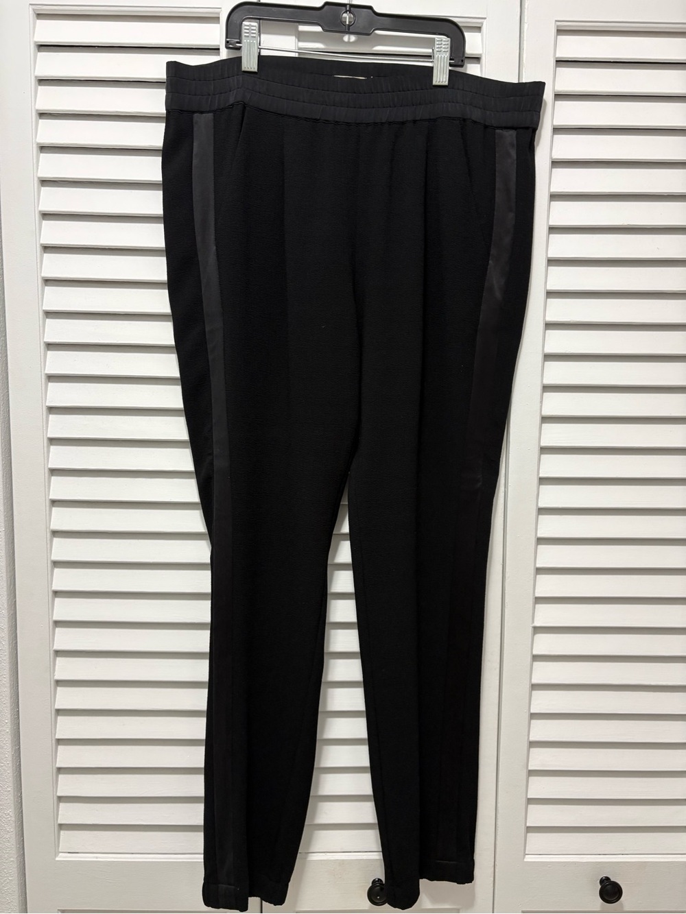 Rebecca Taylor Black Track Joggers with Satin Side Stripes